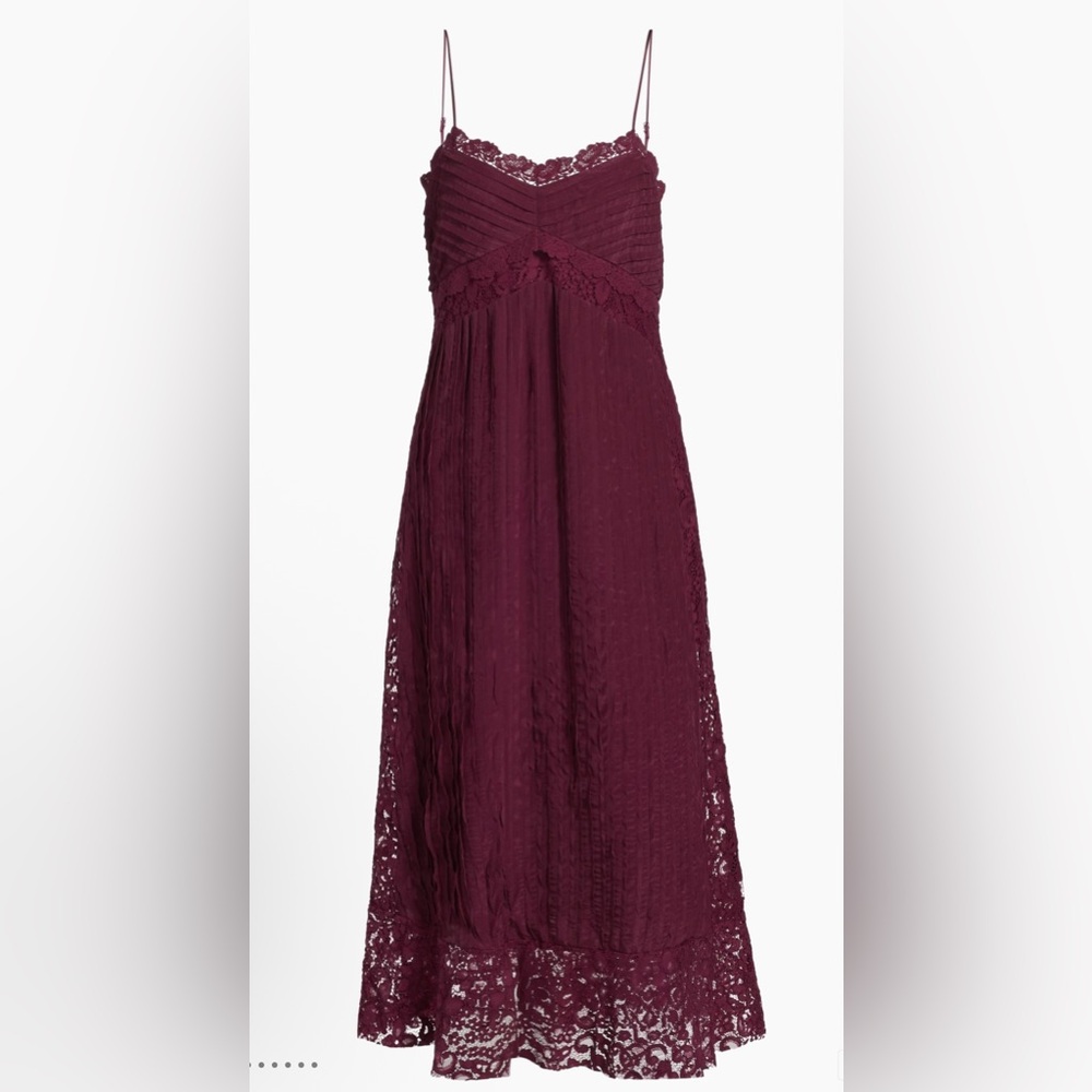 FARM Rio Burgundy Lace Midi Dress